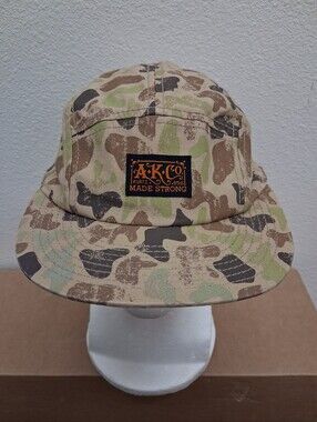 Vintage ​A. Kurtz Woodland Camo 5 Panel Hat OSFA RARE Y2K NWT